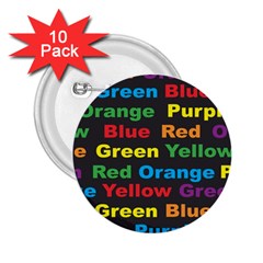 Red Yellow Blue Green Purple 2 25  Buttons (10 Pack) 