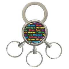 Red Yellow Blue Green Purple 3-ring Key Chain