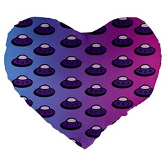Ufo Alien Pattern Large 19  Premium Flano Heart Shape Cushions by Wegoenart