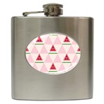 Seamless Pattern Watermelon Slices Geometric Style Hip Flask (6 oz) Front