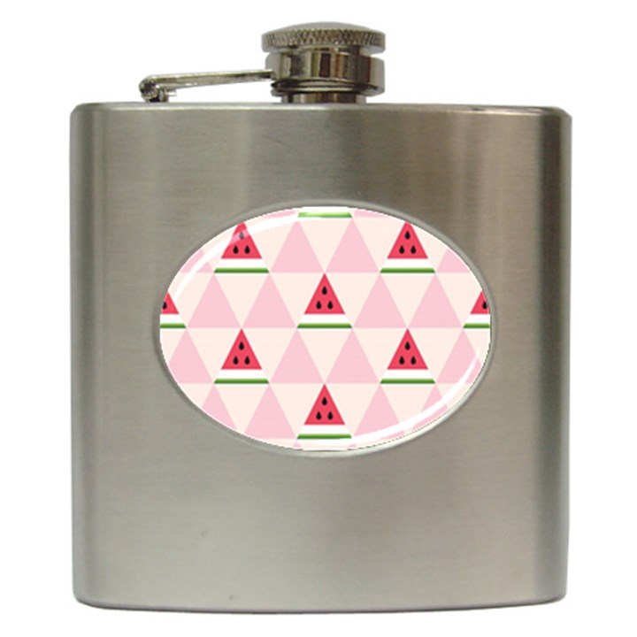 Seamless Pattern Watermelon Slices Geometric Style Hip Flask (6 oz)