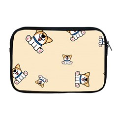 Cute Welsh Corgi Puppy Sitting Seamless Pattern Apple Macbook Pro 17  Zipper Case