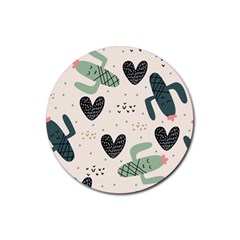 Cute Cactus Plants Seamless Pattern With Children Drawing Baby Kids Apparel Fashion Rubber Coaster (round) 