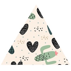 Cute Cactus Plants Seamless Pattern With Children Drawing Baby Kids Apparel Fashion Wooden Puzzle Triangle