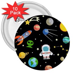 Space Astronomy Decorative Symbols Seamless Pattern Vector Illustration 3  Buttons (10 Pack) 