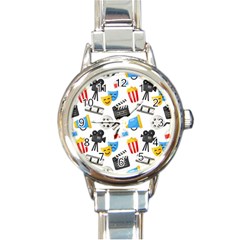 Cinema Icons Pattern Seamless Signs Symbols Collection Icon Round Italian Charm Watch