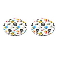 Cinema Icons Pattern Seamless Signs Symbols Collection Icon Cufflinks (oval) by Nexatart