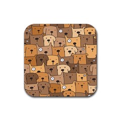 Cute Dog Seamless Pattern Background Rubber Coaster (square)  by Nexatart