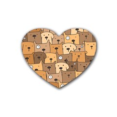 Cute Dog Seamless Pattern Background Rubber Coaster (heart)  by Nexatart