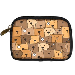 Cute Dog Seamless Pattern Background Digital Camera Leather Case