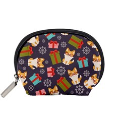 Welsh Corgi Dog With Gift Boxes Seamless Pattern Wallpaper Accessory Pouch (small)