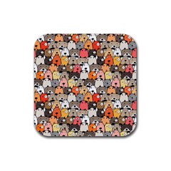 Cute Dog Seamless Pattern Background Rubber Coaster (square)  by Nexatart