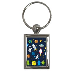 Big Set Cute Astronauts Space Planets Stars Aliens Rockets Ufo Constellations Satellite Moon Rover V Key Chain (rectangle) by Nexatart