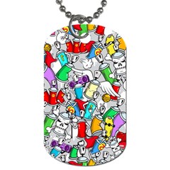 Graffiti Characters Seamless Pattern Dog Tag (two Sides)