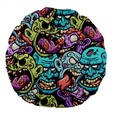 Zombie Heads Pattern Large 18  Premium Round Cushions