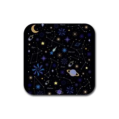 Starry Night  Space Constellations  Stars  Galaxy  Universe Graphic  Illustration Rubber Coaster (square)  by Nexatart