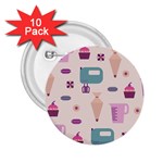 Seamless Bakery Vector Pattern 2.25  Buttons (10 pack)  Front