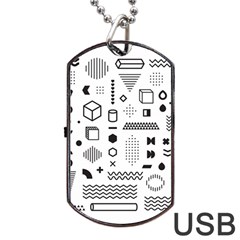 Pattern Hipster Abstract Form Geometric Line Variety Shapes Polkadots Fashion Style Seamless Dog Tag Usb Flash (two Sides)
