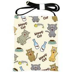 Happy Cats Pattern Background Shoulder Sling Bag by Vaneshart