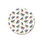 Seamless Pattern With Hand Drawn Bird Black Magnet 3  (Round)