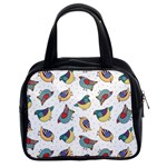 Seamless Pattern With Hand Drawn Bird Black Classic Handbag (Two Sides)