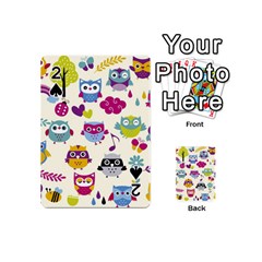Funny Colorful Owls Playing Cards 54 Designs (mini) by Vaneshart
