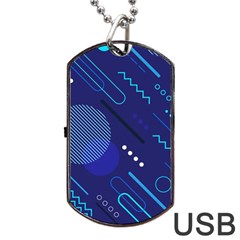 Classic Blue Background Abstract Style Dog Tag Usb Flash (one Side)