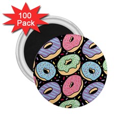 Colorful Donut Seamless Pattern On Black Vector 2 25  Magnets (100 Pack)  by Sobalvarro