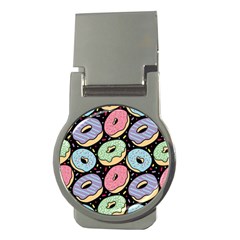 Colorful Donut Seamless Pattern On Black Vector Money Clips (round)  by Sobalvarro