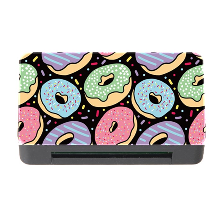 Colorful Donut Seamless Pattern On Black Vector Memory Card Reader with CF