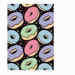 Colorful Donut Seamless Pattern On Black Vector Large Garden Flag (two Sides) by Sobalvarro