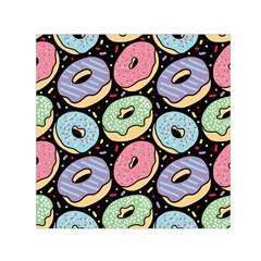 Colorful Donut Seamless Pattern On Black Vector Small Satin Scarf (square) by Sobalvarro