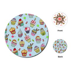 Cupcake Doodle Pattern Playing Cards Single Design (round) by Sobalvarro
