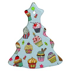 Cupcake Doodle Pattern Christmas Tree Ornament (two Sides) by Sobalvarro