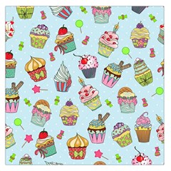 Cupcake Doodle Pattern Large Satin Scarf (square) by Sobalvarro