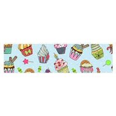 Cupcake Doodle Pattern Satin Scarf (oblong) by Sobalvarro