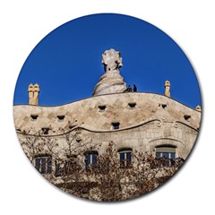 Gaudi, La Pedrera Building, Barcelona - Spain Round Mousepads by dflcprintsclothing