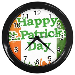 Happy St Patricks Day Design Wall Clock (black) by dflcprintsclothing