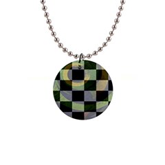 Digital Checkboard 1  Button Necklace by Sparkle