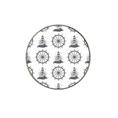 Marine Nautical Seamless Pattern With Vintage Lighthouse Wheel Hat Clip Ball Marker (10 Pack) by Wegoenart