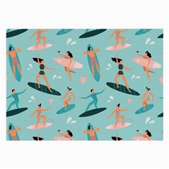 Beach Surfing Surfers With Surfboards Surfer Rides Wave Summer Outdoors Surfboards Seamless Pattern Large Glasses Cloth (2 Sides) by Wegoenart