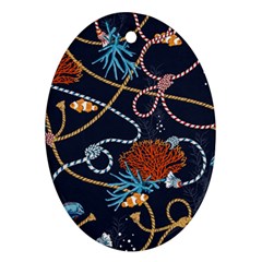 Vector Illustration Seamless Pattern With Corals Animal Trasure Marine Motif Sailor Mood Design Naut Ornament (oval) by Wegoenart