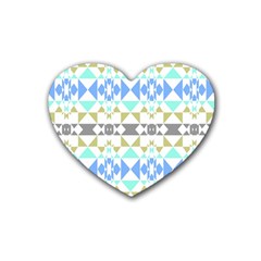 Multicolored Geometric Pattern Rubber Coaster (heart)  by dflcprintsclothing