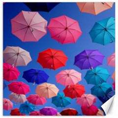 Rainbow Umbrella Canvas 12  X 12  by Sparkle