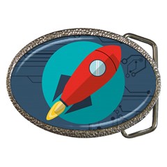 Rocket With Science Related Icons Image Belt Buckles