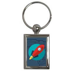 Rocket With Science Related Icons Image Key Chain (rectangle) by Vaneshart
