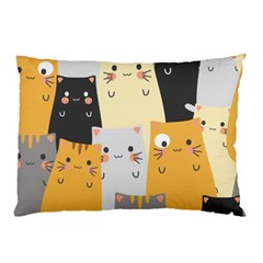 Seamless Pattern Cute Cat Cartoons Pillow Case by Vaneshart