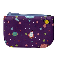 Space Travels Seamless Pattern Vector Cartoon Large Coin Purse by Vaneshart