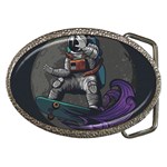Illustration Astronaut Cosmonaut Paying Skateboard Sport Space With Astronaut Suit Belt Buckles