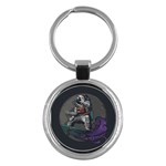 Illustration Astronaut Cosmonaut Paying Skateboard Sport Space With Astronaut Suit Key Chain (Round)